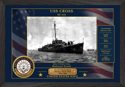 USS Cross DE-448 Framed Patriotic Photo