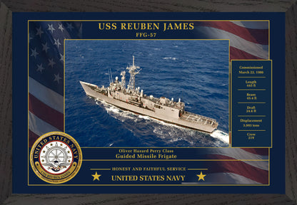 USS Reuben James FFG-57 Framed Patriotic Photo