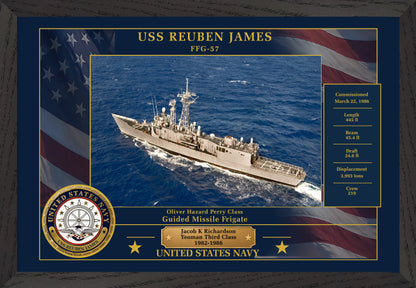 USS Reuben James FFG-57 Framed Patriotic Photo
