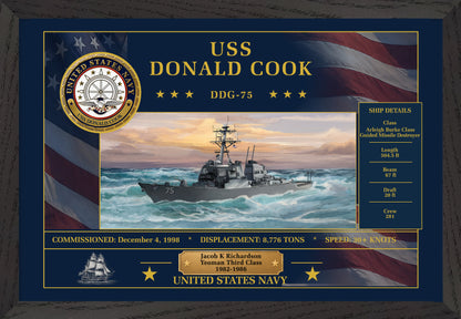 USS Donald Cook DDG-75 Framed Patriotic Art