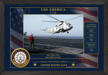 USS America CV-66 Framed Patriotic Photo