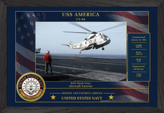 USS America CV-66 Framed Patriotic Photo