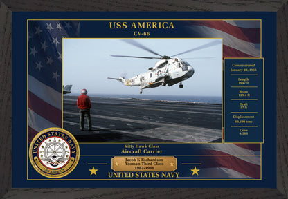 USS America CV-66 Framed Patriotic Photo