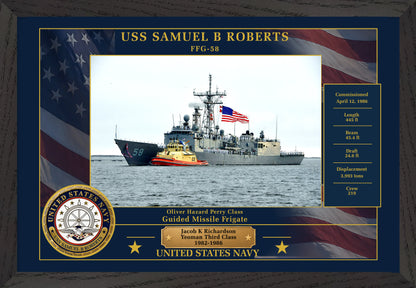USS Samuel B Roberts FFG-58 Framed Patriotic Photo