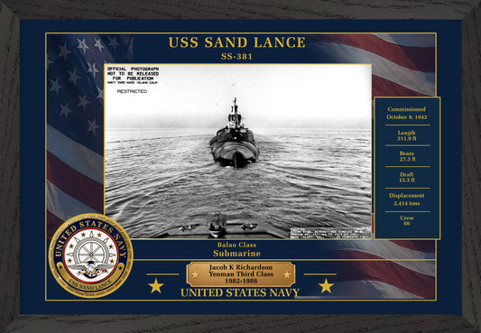 USS Sand Lance SS-381 Framed Patriotic Photo