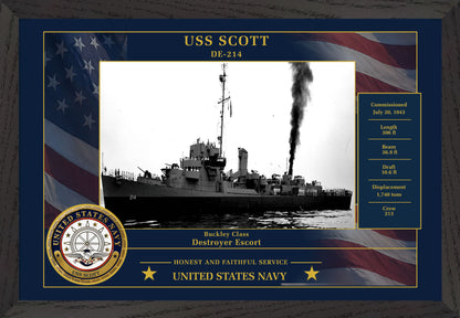 USS Scott DE-214 Framed Patriotic Photo
