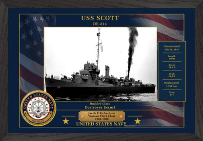 USS Scott DE-214 Framed Patriotic Photo