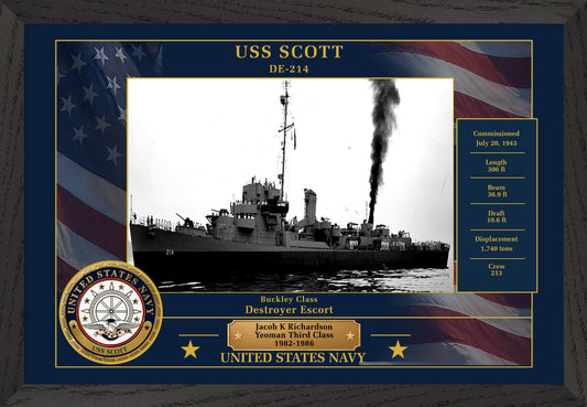 USS Scott DE-214 Framed Patriotic Photo