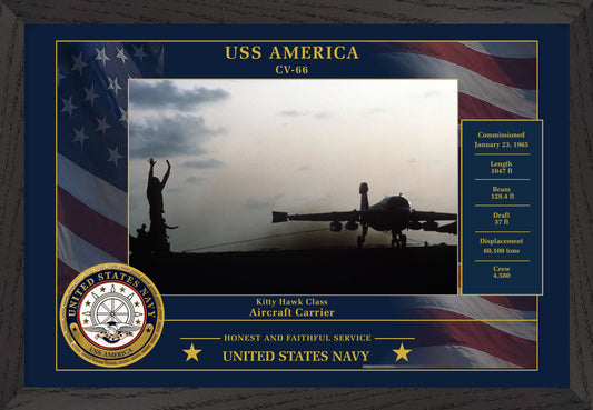 USS America CV-66 Framed Patriotic Photo