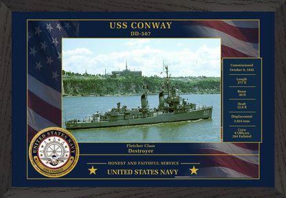 USS Conway DD-507 Framed Patriotic Photo