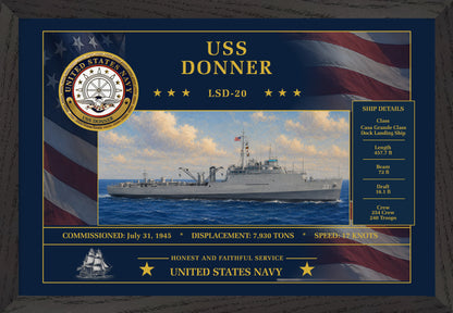 USS Donner LSD-20 Framed Patriotic Art