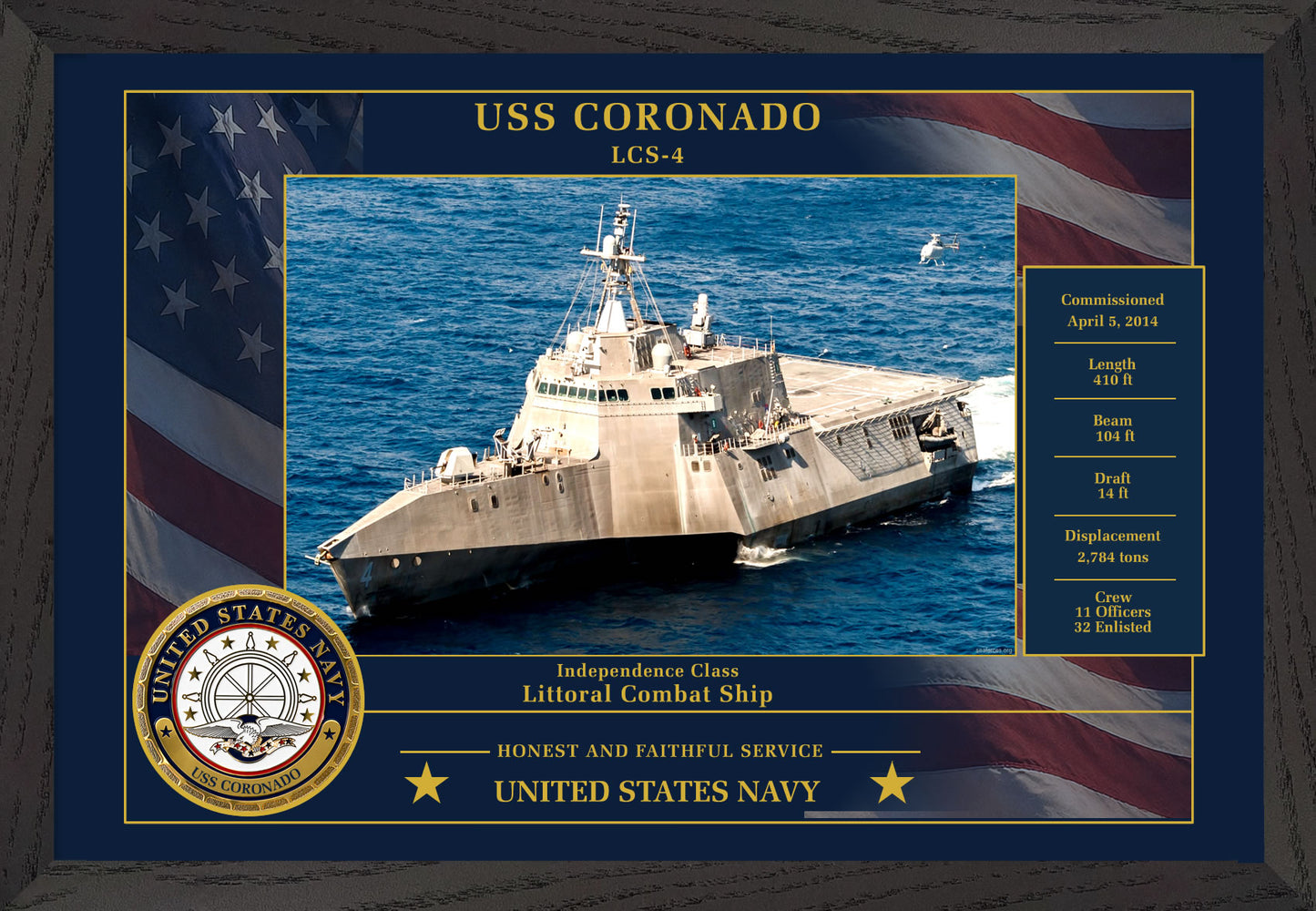 USS Coronado LCS-4 Framed Patriotic Photo