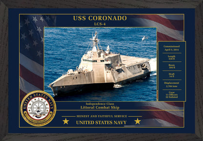 USS Coronado LCS-4 Framed Patriotic Photo