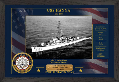 USS Hanna DE-449 Framed Patriotic Photo