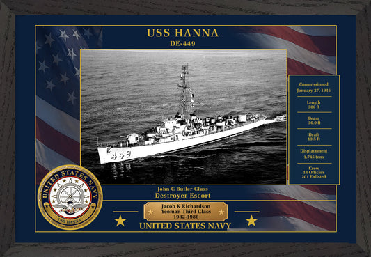 USS Hanna DE-449 Framed Patriotic Photo