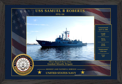 USS Samuel B Roberts FFG-58 Framed Patriotic Photo