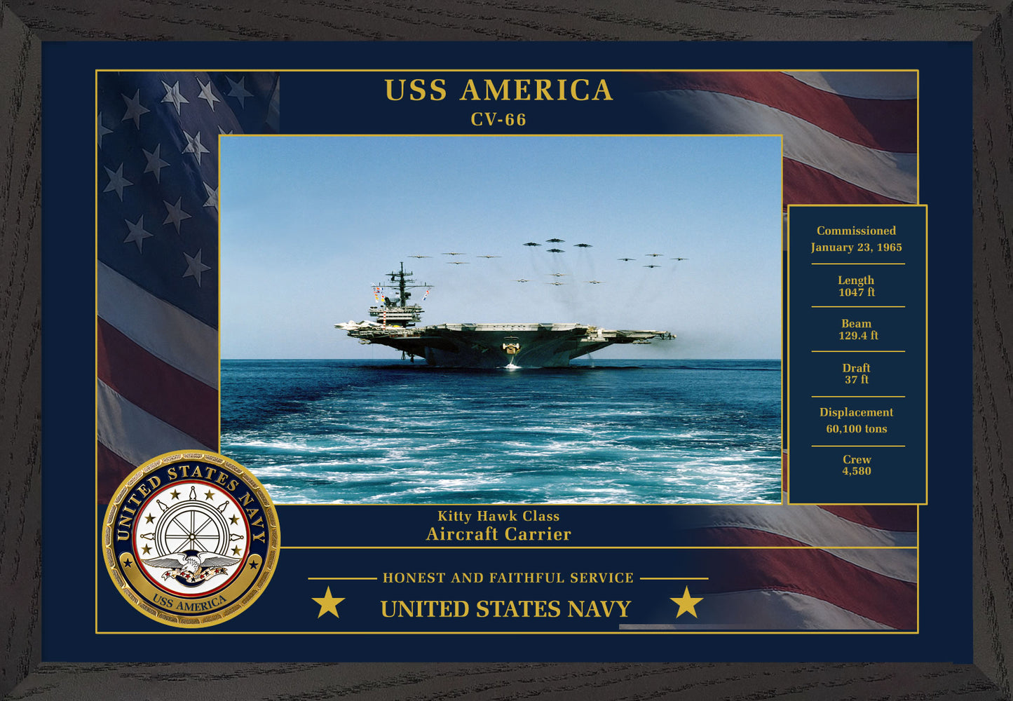 USS America CV-66 Framed Patriotic Photo