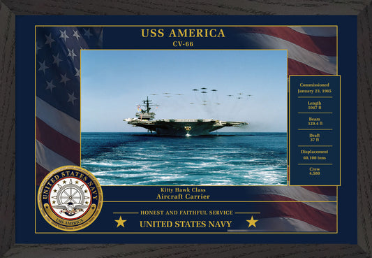 USS America CV-66 Framed Patriotic Photo