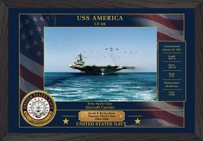 USS America CV-66 Framed Patriotic Photo