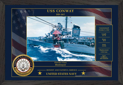 USS Conway DD-507 Framed Patriotic Photo