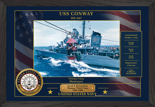 USS Conway DD-507 Framed Patriotic Photo