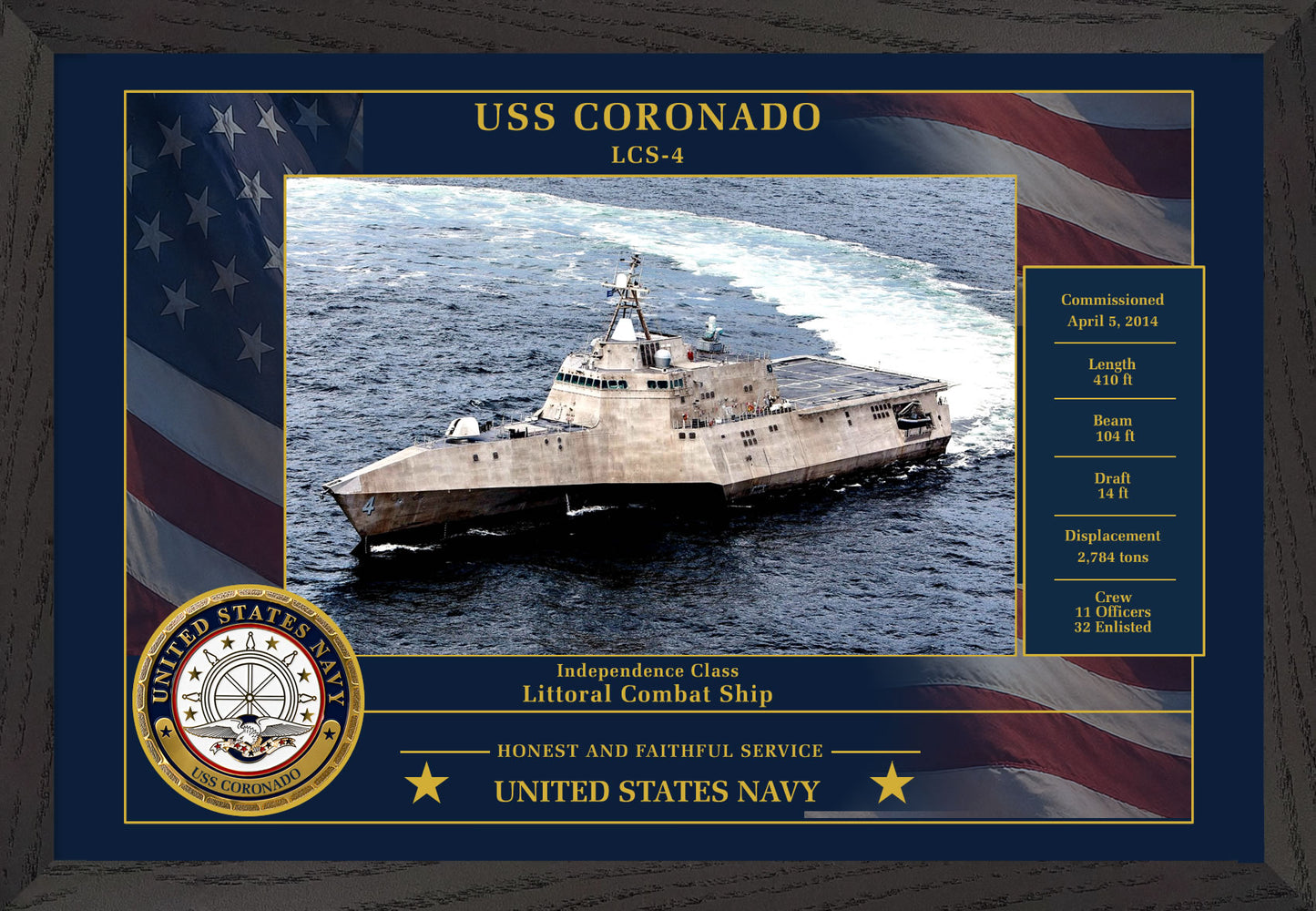 USS Coronado LCS-4 Framed Patriotic Photo