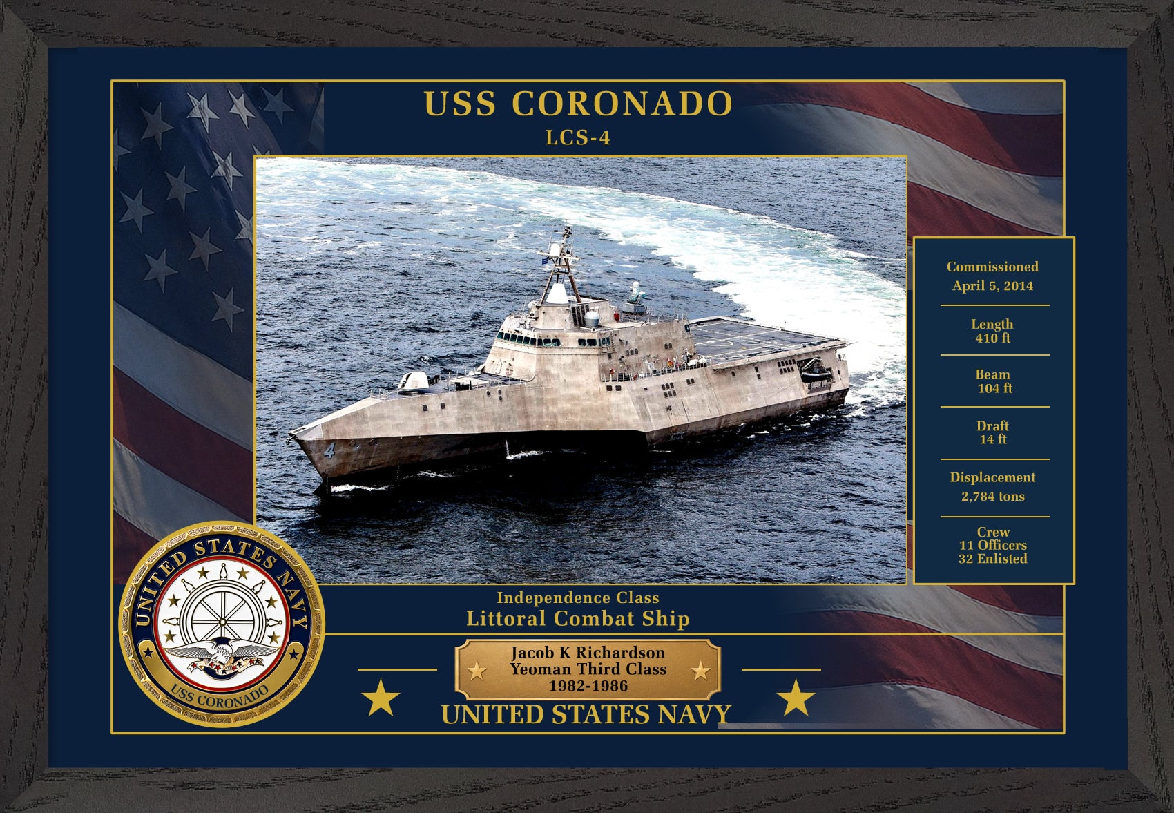 USS Coronado LCS-4 Framed Patriotic Photo