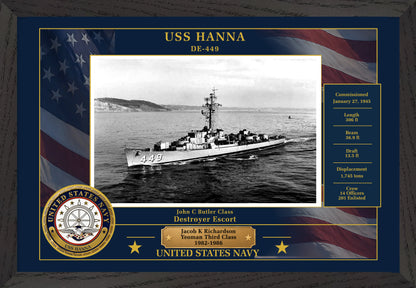 USS Hanna DE-449 Framed Patriotic Photo
