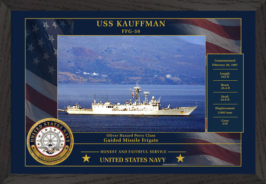 USS Kauffman FFG-59 Framed Patriotic Photo