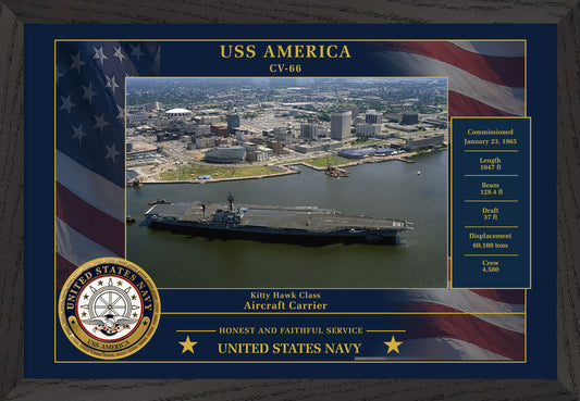 USS America CV-66 Framed Patriotic Photo