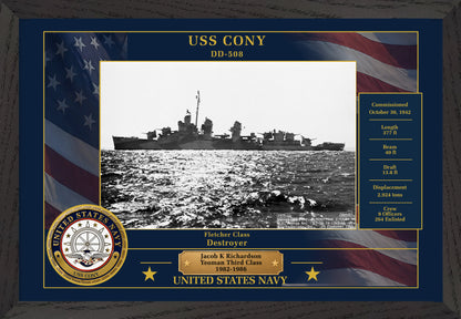 USS Cony DD-508 Framed Patriotic Photo