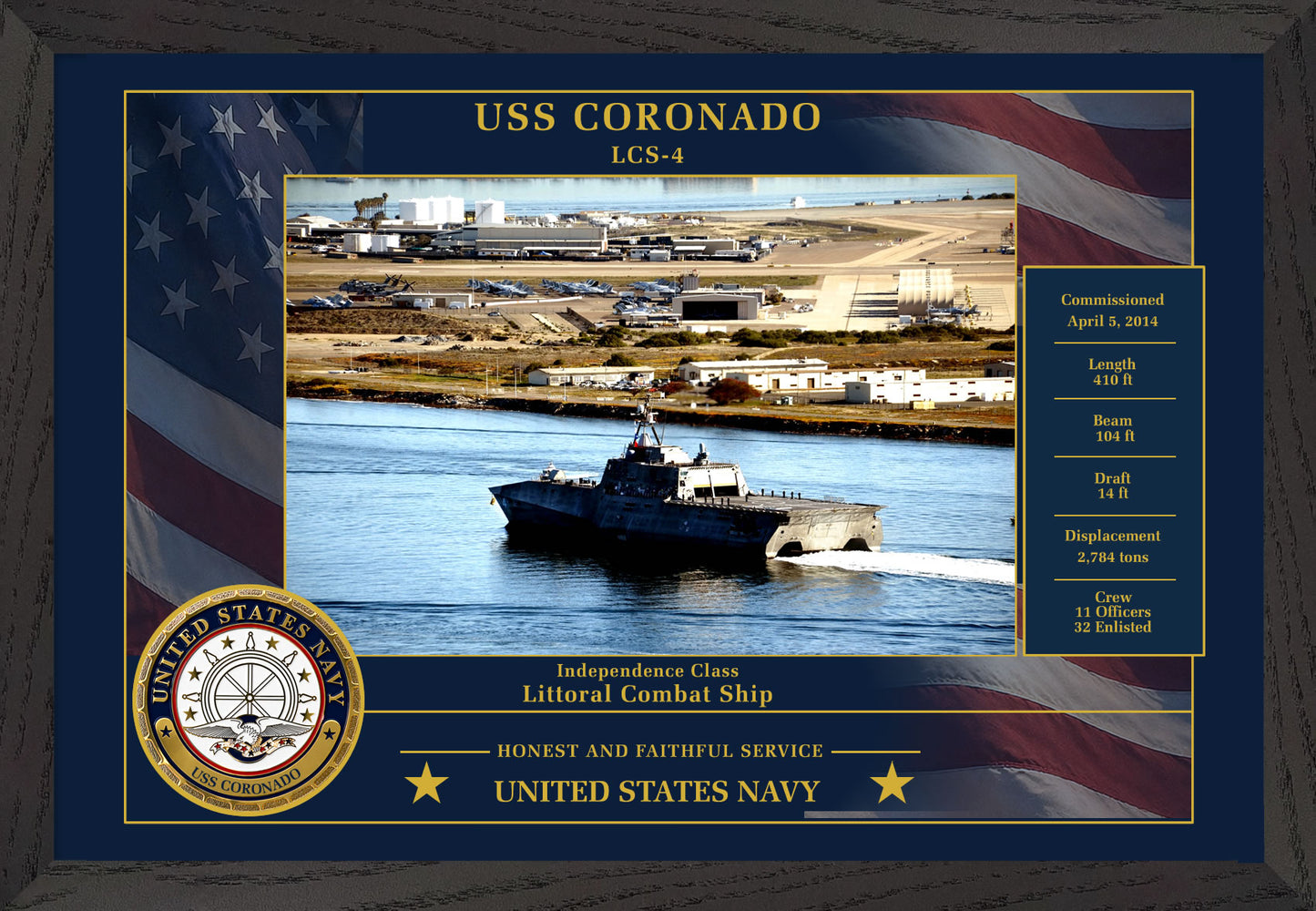 USS Coronado LCS-4 Framed Patriotic Photo