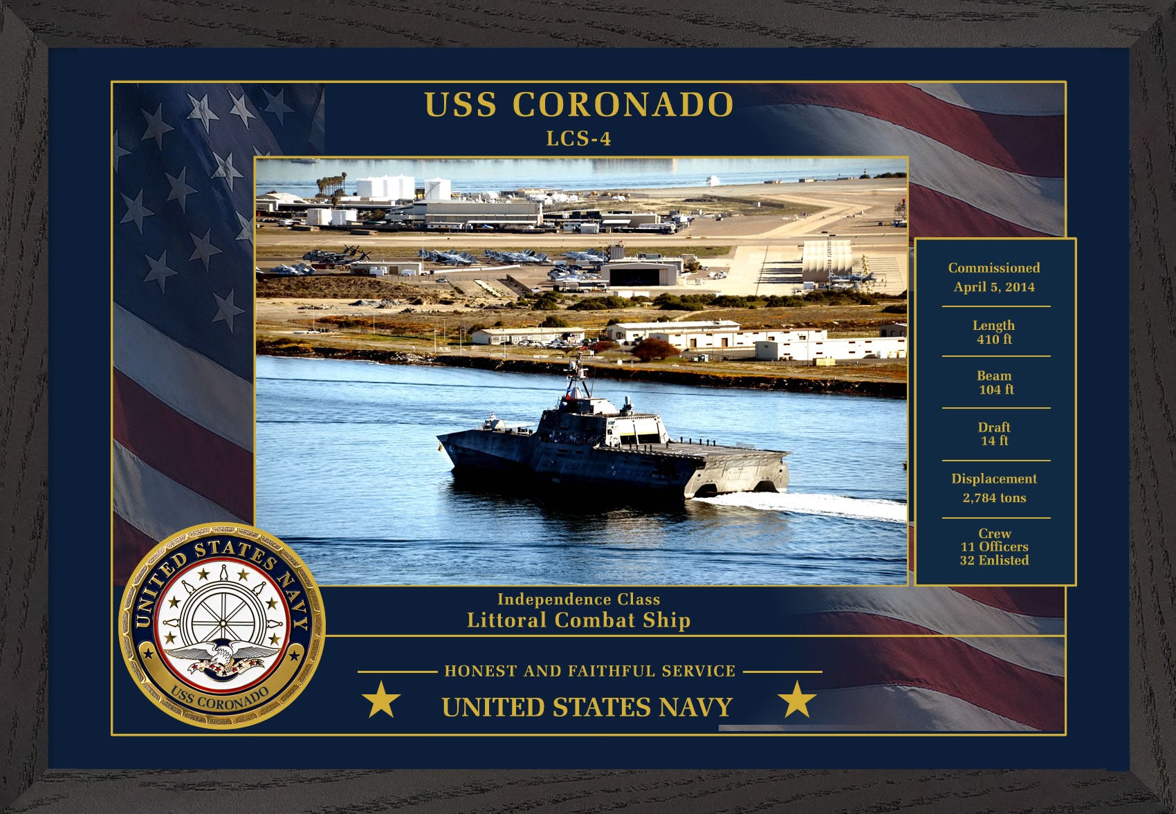 USS Coronado LCS-4 Framed Patriotic Photo