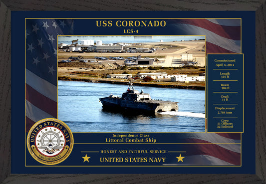 USS Coronado LCS-4 Framed Patriotic Photo