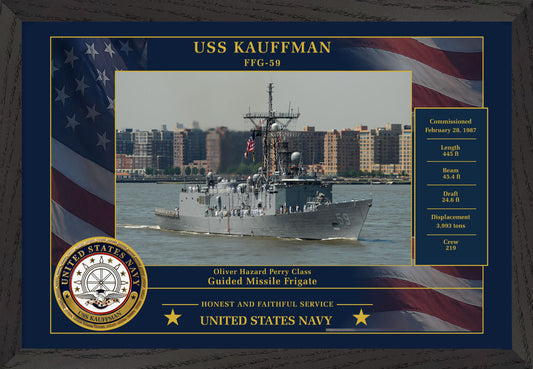 USS Kauffman FFG-59 Framed Patriotic Photo