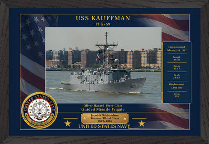 USS Kauffman FFG-59 Framed Patriotic Photo