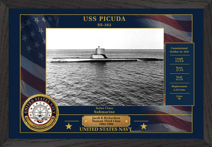 USS Picuda SS-382 Framed Patriotic Photo