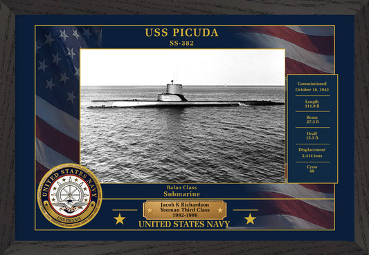 USS Picuda SS-382 Framed Patriotic Photo