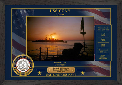 USS Cony DD-508 Framed Patriotic Photo