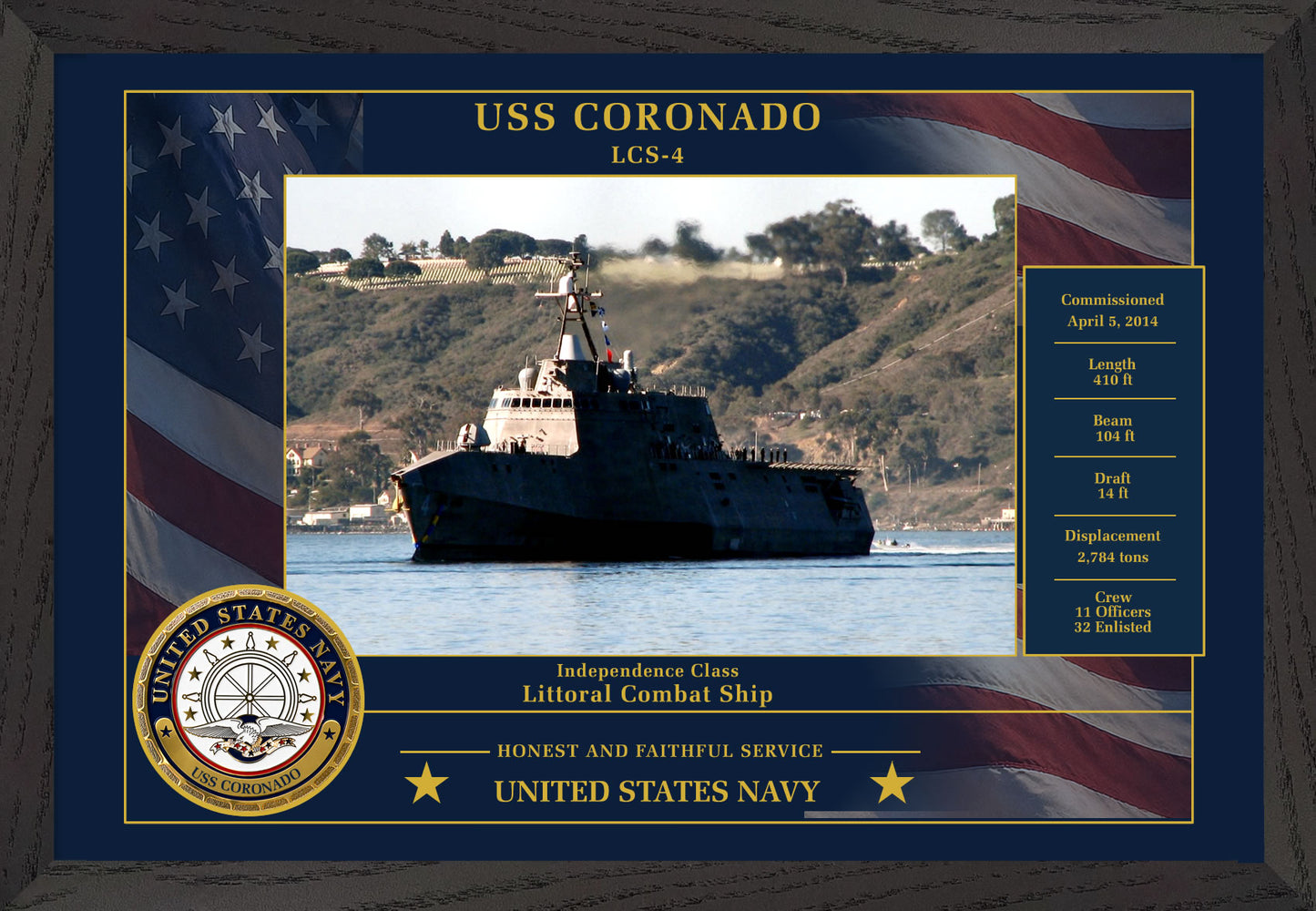 USS Coronado LCS-4 Framed Patriotic Photo