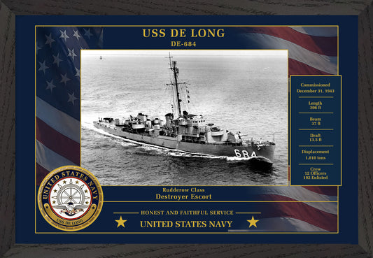 USS De Long DE-684 Framed Patriotic Photo