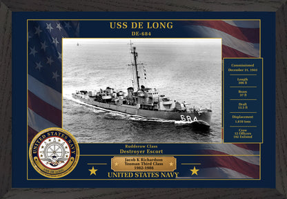 USS De Long DE-684 Framed Patriotic Photo