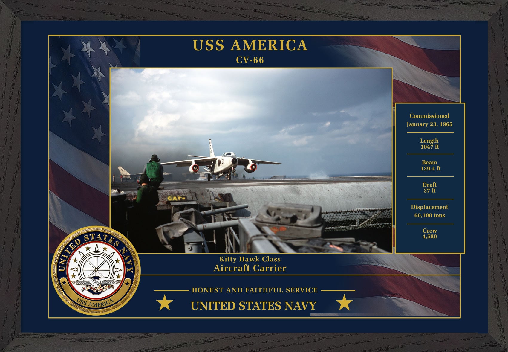 USS America CV-66 Framed Patriotic Photo