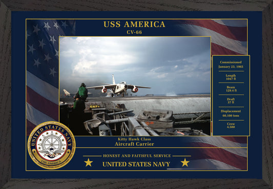 USS America CV-66 Framed Patriotic Photo