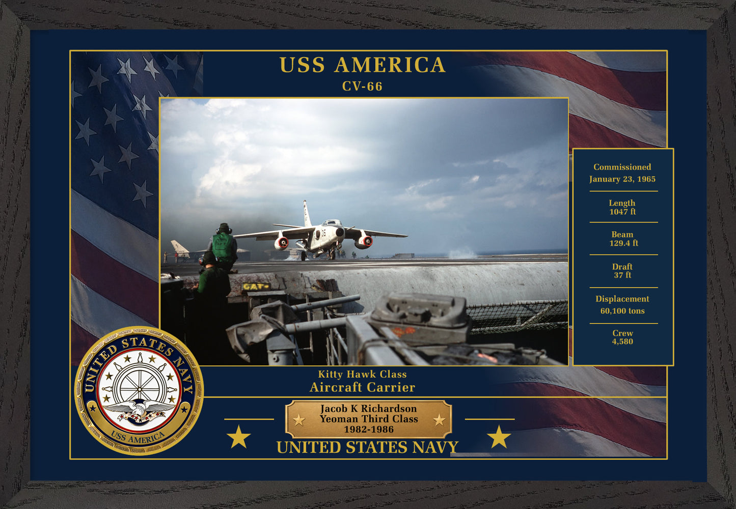 USS America CV-66 Framed Patriotic Photo