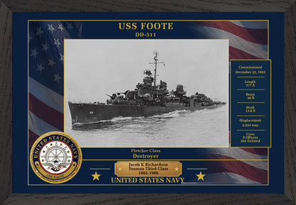 USS Foote DD-511 Framed Patriotic Photo