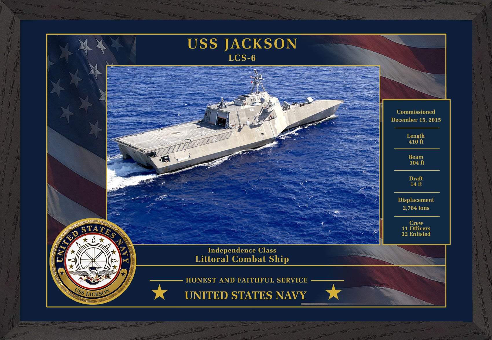 USS Jackson LCS-6 Framed Patriotic Photo