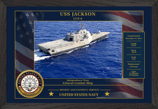USS Jackson LCS-6 Framed Patriotic Photo