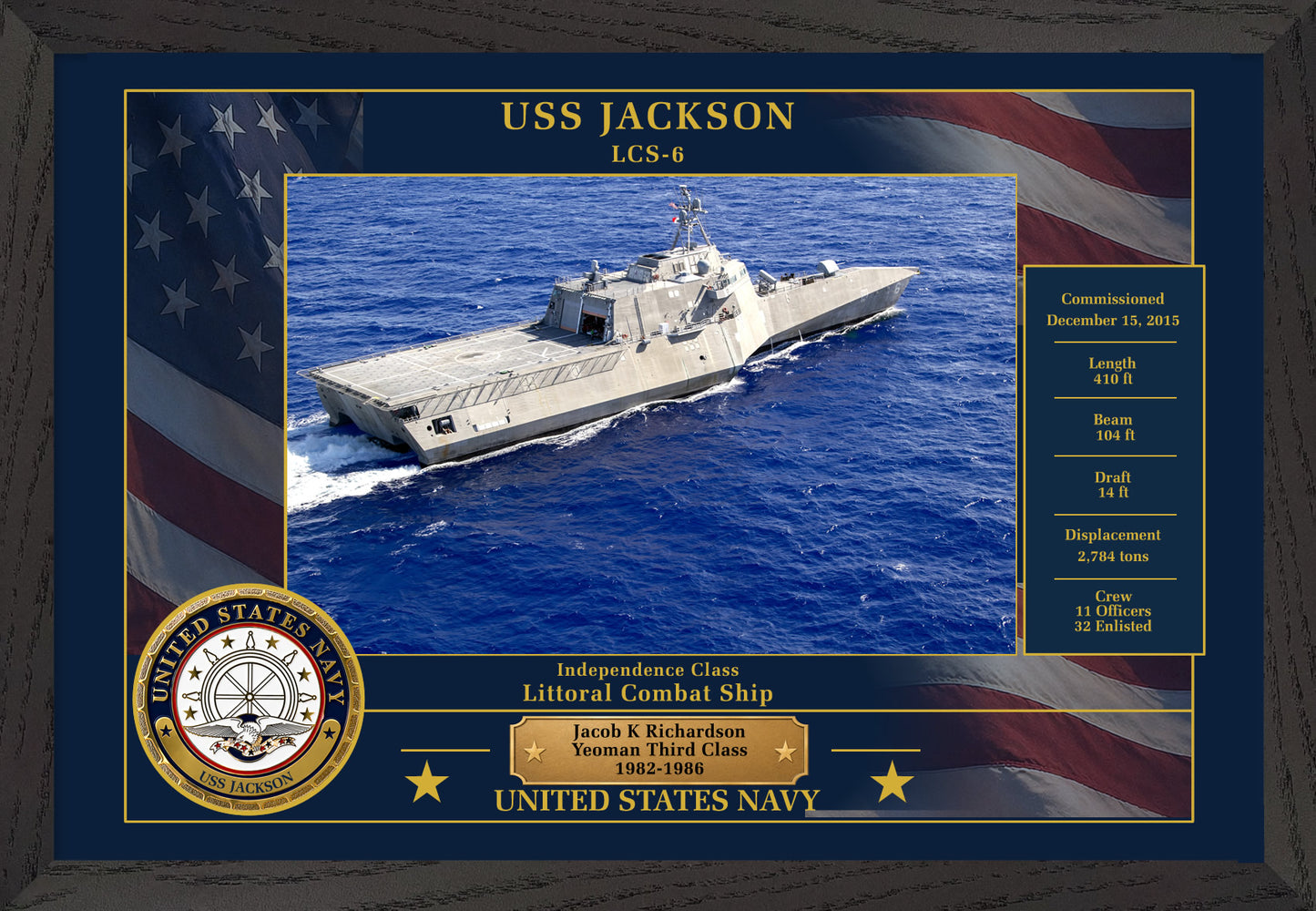 USS Jackson LCS-6 Framed Patriotic Photo