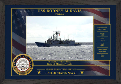 USS Rodney M Davis FFG-60 Framed Patriotic Photo